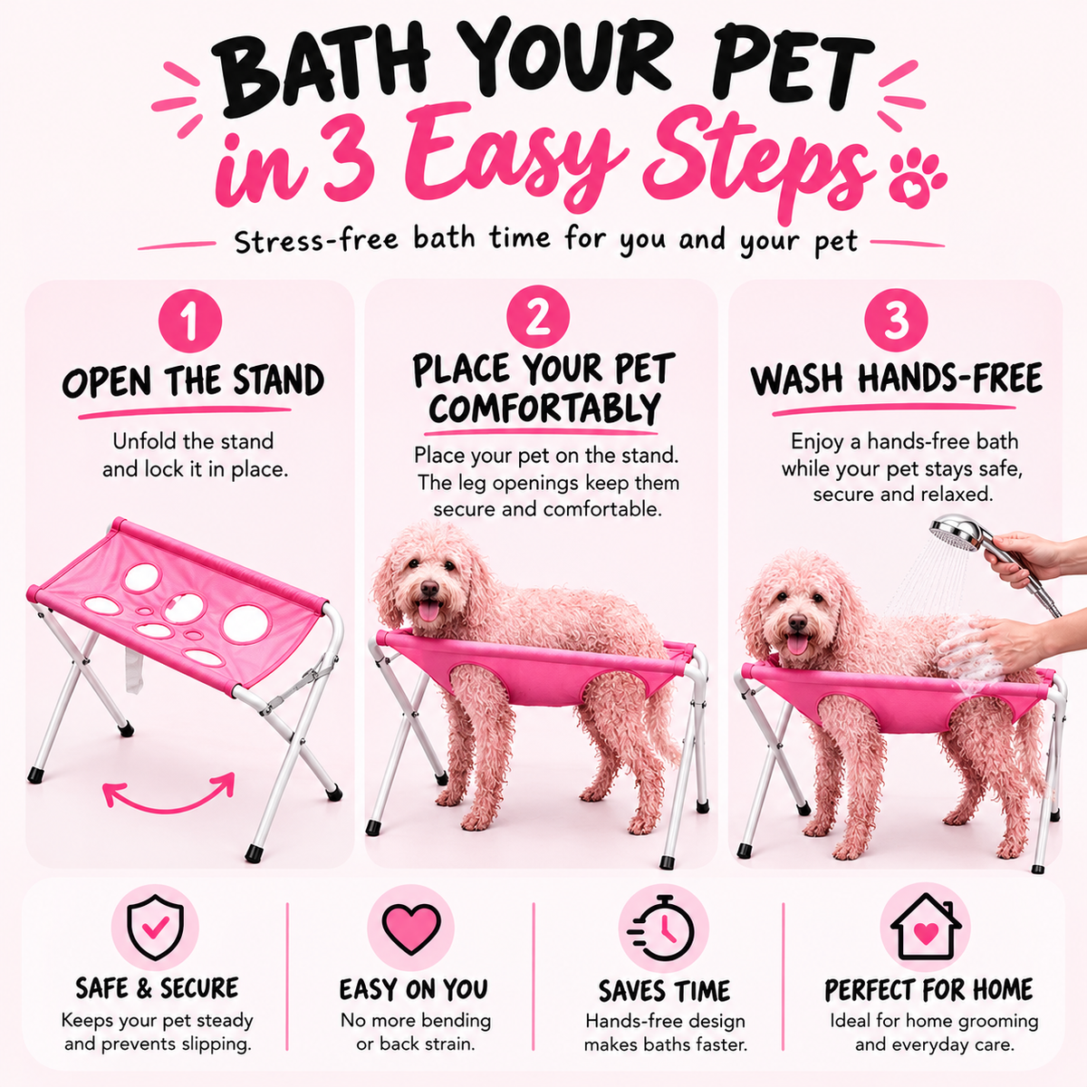 Foldable Pet Grooming Hammock Stand