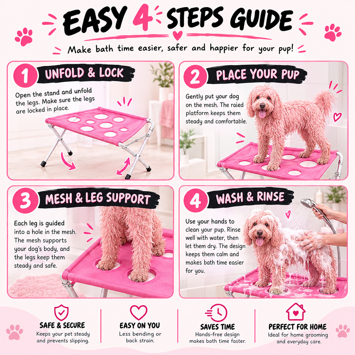 Foldable Pet Grooming Hammock Stand