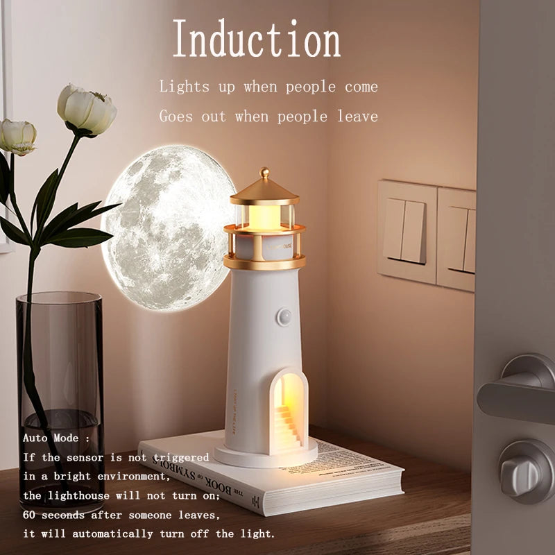 Relaxing Moon & Lighthouse Projection Lamp